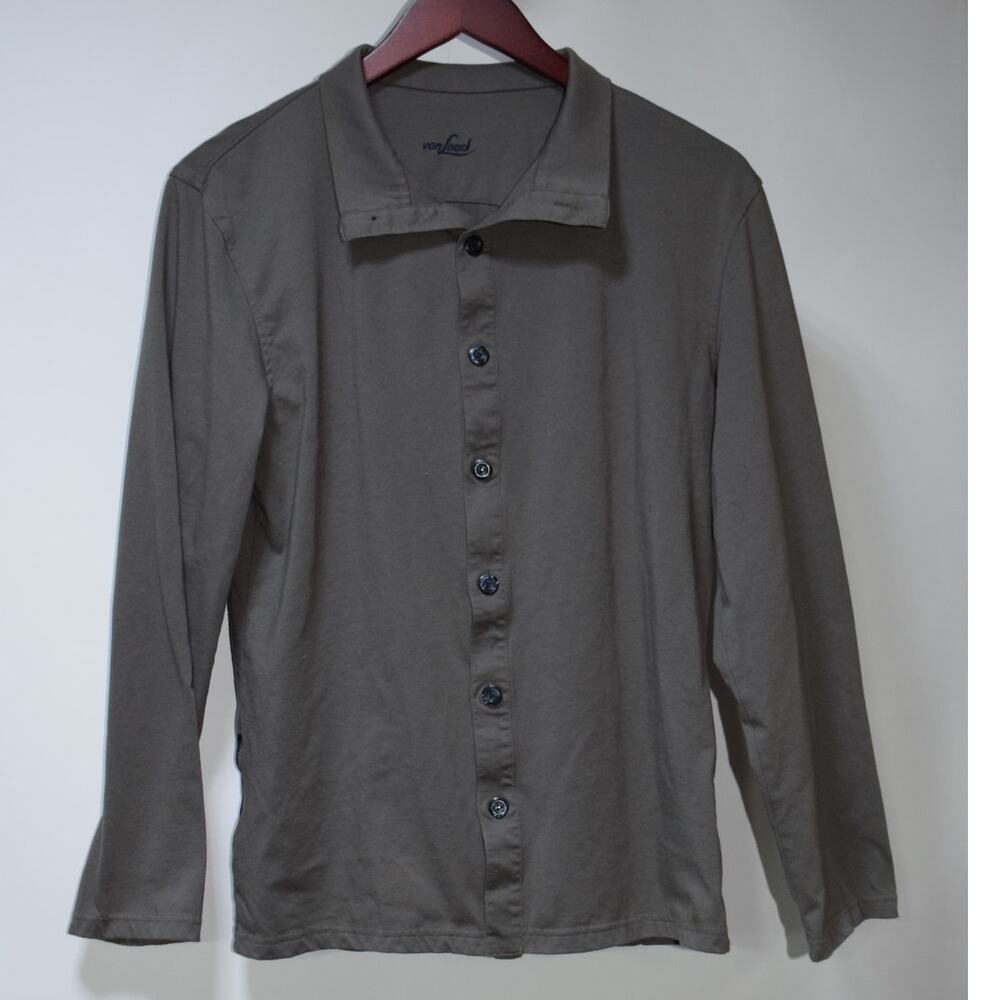 Van Laack Long Sleeve Polo Shirt Men’s Size M Gray Button Front